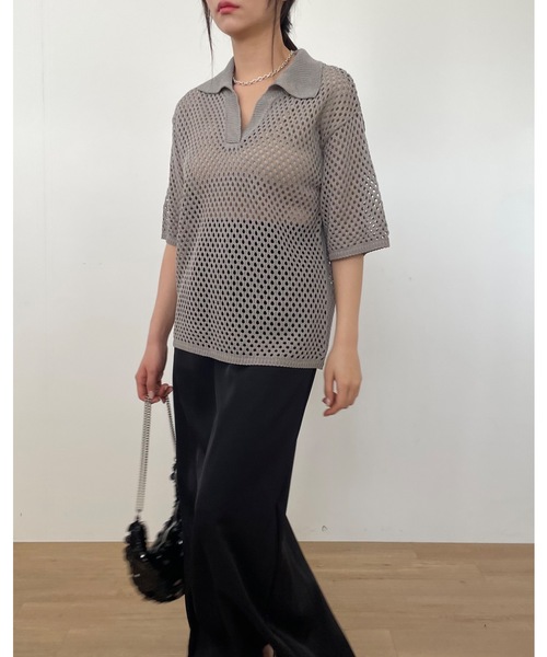 ポロシャツ ポロ 「DIDOT.」メッシュニットハーフポロ レディース Didot.showroom ポロシャツ ポロ 「DIDOT.」メッシュニット