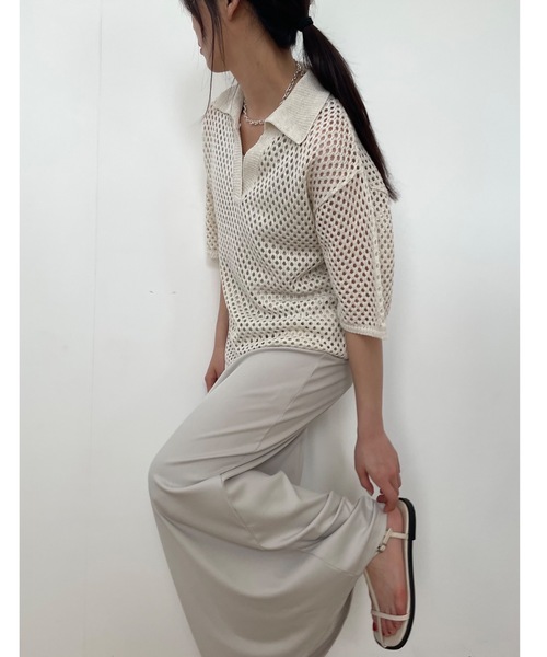 ポロシャツ ポロ 「DIDOT.」メッシュニットハーフポロ レディース Didot.showroom ポロシャツ ポロ 「DIDOT.」メッシュニット