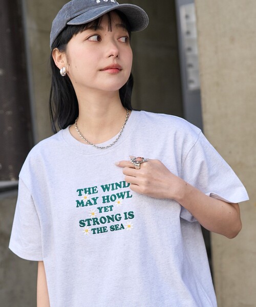 刺繍Tシャツ 刺繍 Tシャツ ビッグシルエット Tシャツ 半袖 FREAK'S STORE tシャツ ミニロゴデイジーTシャツ/ビッグ