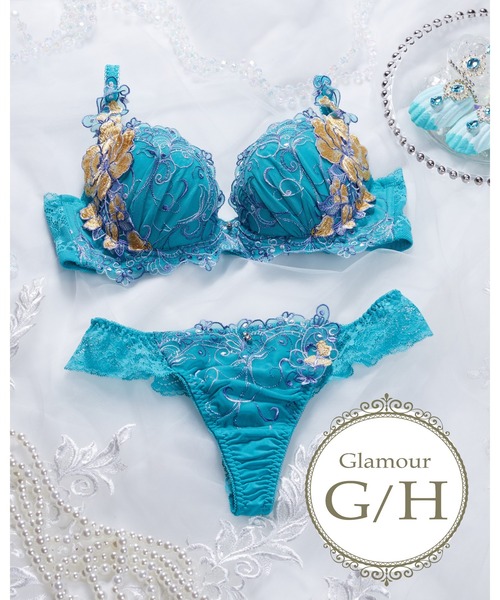 ちぃ☆【新品】Gカップ☆グラデーションブルーブラショーセット♡G95 4L 脇高ブラショーツセット G70 G75 G80 G85 G90 G95 G100 (j5-g)