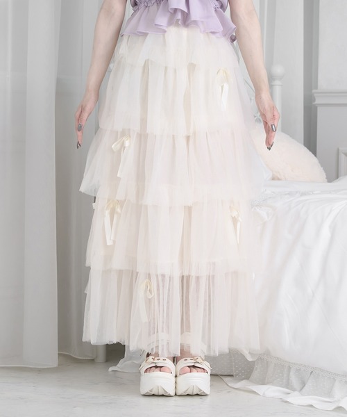 Poppy 水色 フリル付きロングスカート SEN TOKYO（セントーキョー）の「ふわり、たっぷりフレア