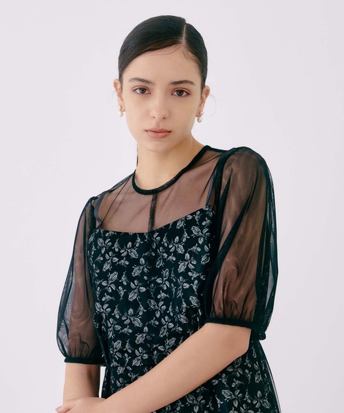 kaene ドレス ローズジャガード×チュールドレス : ZOZOTOWN
