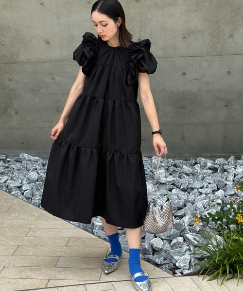 deux amour ワンピース 半袖 袖フリルティアードワンピース : ZOZOTOWN