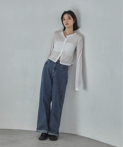 beautiful people シアーリブカーディガン beautiful people｜コットンシアーリブカーディガン