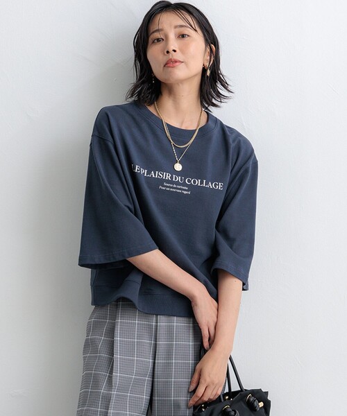 tシャツ 「洗える」ライトコットンテリー ロゴ カットソー レディース 23区 tシャツ 「洗える」ライトコットンテリー ロゴ カットソー