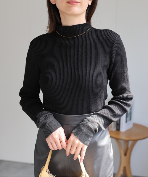 sakishimatokyo ニット セーター ラメ/シアー 袖口切り替え ボトル