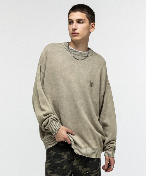 セーター ニット 「新色追加」 AW ヴィンテージライク ピグメント加工