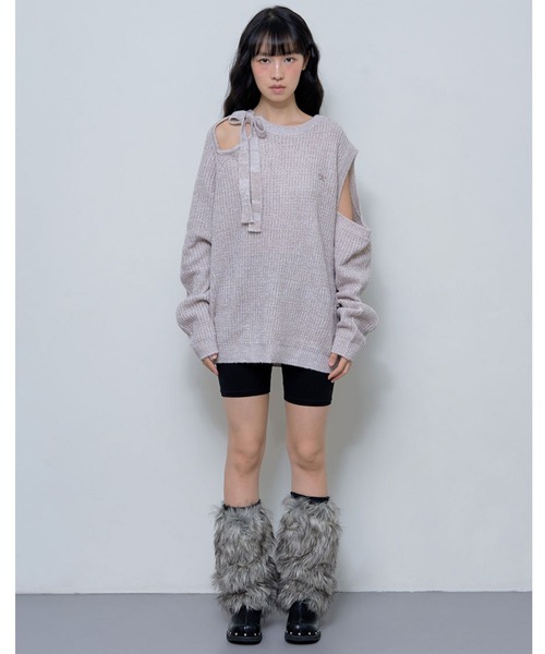 ニット セーター A'GEM/9 × .kom 「 FANCY CLUB/ファンシークラブ」 RIBBON ONE-SHOULDER KNIT/リボン FANCY CLUB ニット セーター A'GEM/9 × .kom 「 CLUB/ファンシー