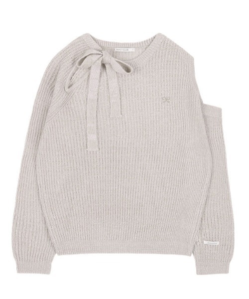 ニット セーター A'GEM/9 × .kom 「 FANCY CLUB/ファンシークラブ」 RIBBON ONE-SHOULDER KNIT/リボン FANCY CLUB ニット セーター A'GEM/9 × .kom 「 CLUB/ファンシー