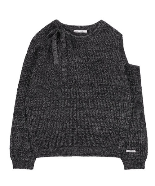 ニット セーター A'GEM/9 × .kom 「 FANCY CLUB/ファンシークラブ」 RIBBON ONE-SHOULDER KNIT/リボン FANCY CLUB ニット セーター A'GEM/9 × .kom 「 CLUB/ファンシー