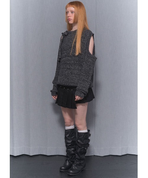 ニット セーター A'GEM/9 × .kom 「 FANCY CLUB/ファンシークラブ」 RIBBON ONE-SHOULDER KNIT/リボン FANCY CLUB ニット セーター A'GEM/9 × .kom 「 CLUB/ファンシー