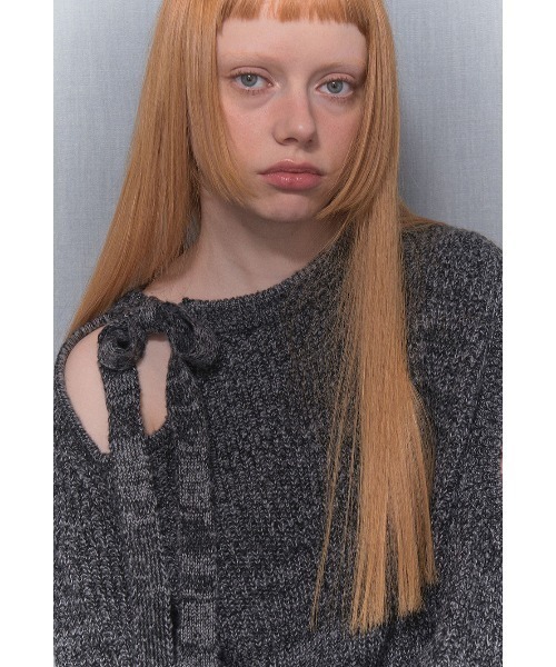 ニット セーター A'GEM/9 × .kom 「 FANCY CLUB/ファンシークラブ」 RIBBON ONE-SHOULDER KNIT/リボン FANCY CLUB ニット セーター A'GEM/9 × .kom 「 CLUB/ファンシー