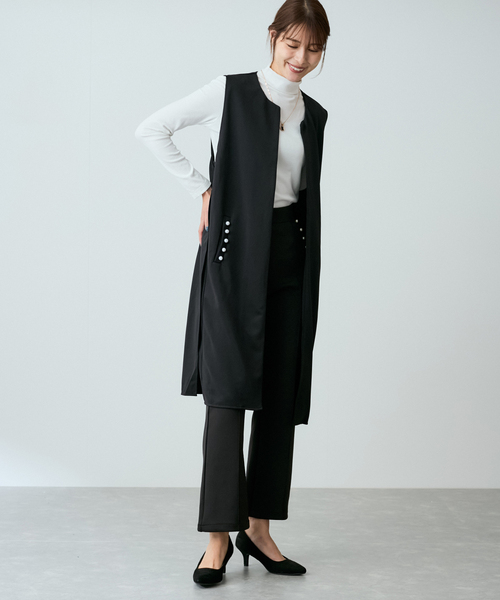 美品✨　stola. ストラ　ロングジレ　パール　グレー 5.jpg