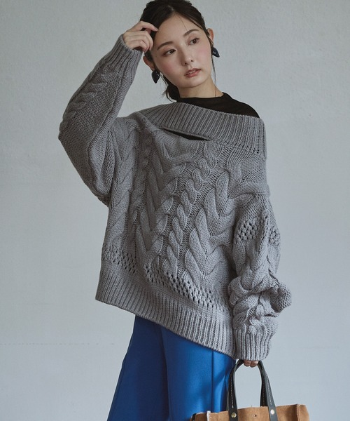 Sirin ニット セーター 「小柄女性向け」オフショルダーケーブル