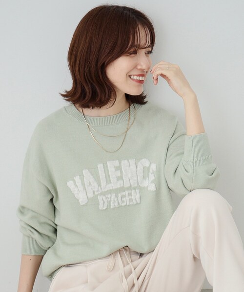 新品未使用CPG ロゴ刺繍 グリーン ニットセーター SHOO・LA・RUE（シューラルー） ニット セーター 「静電気軽減/洗える