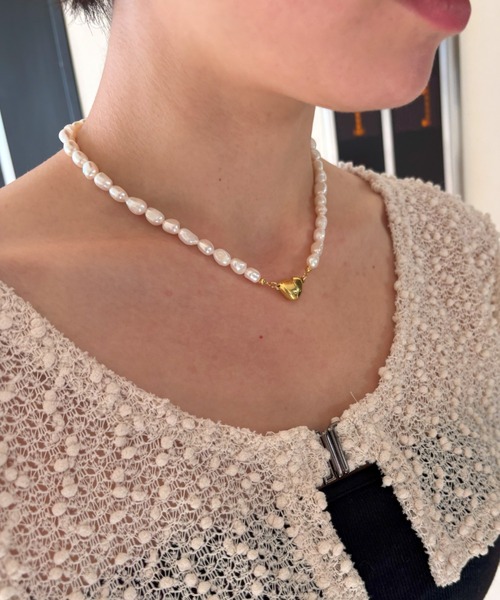 FUULLY STUDIO ネックレス ハートマグネット淡水パールネックレス