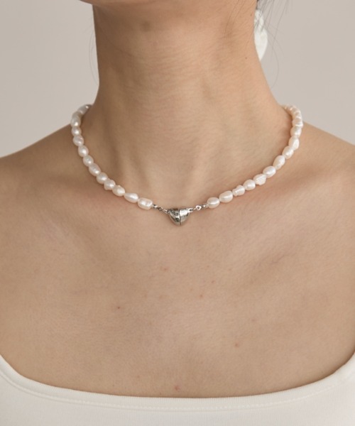 FUULLY STUDIO ネックレス ハートマグネット淡水パールネックレス