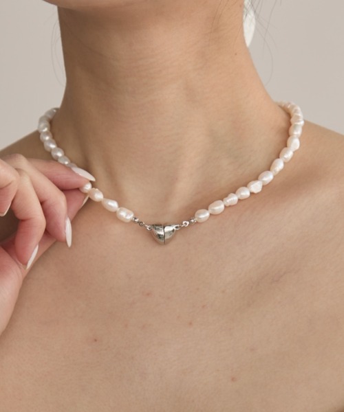 FUULLY STUDIO ネックレス ハートマグネット淡水パールネックレス
