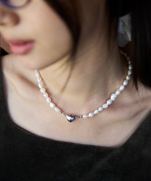 FUULLY STUDIO ネックレス ハートマグネット淡水パールネックレス