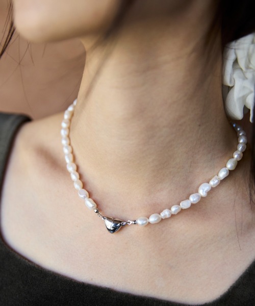 FUULLY STUDIO ネックレス ハートマグネット淡水パールネックレス