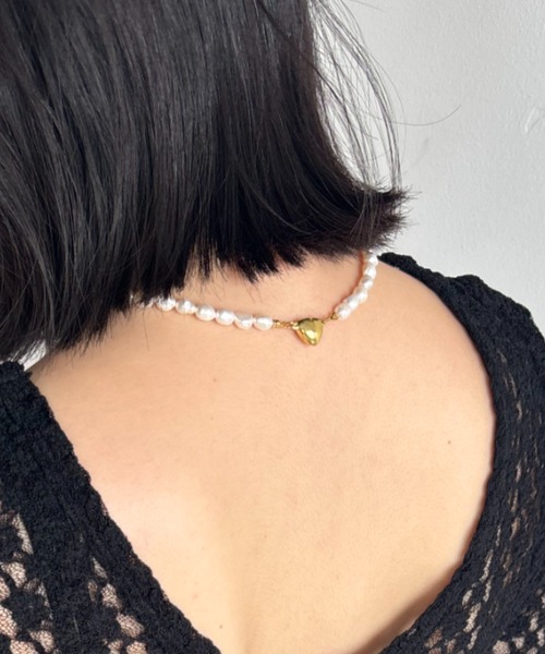 FUULLY STUDIO ネックレス ハートマグネット淡水パールネックレス