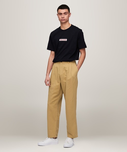 TOMMY HILFIGER チノパン コットンリネンツータックチノパンツ