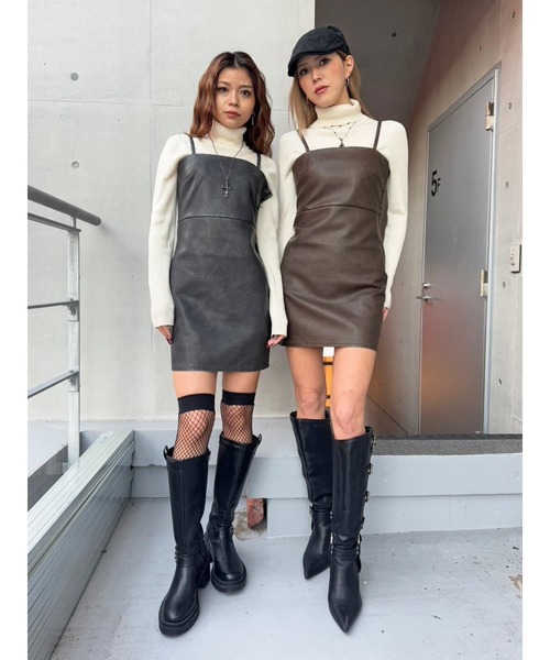 EGOIST（エゴイスト） ワンピース ヴィンテージレザーキャミワンピース