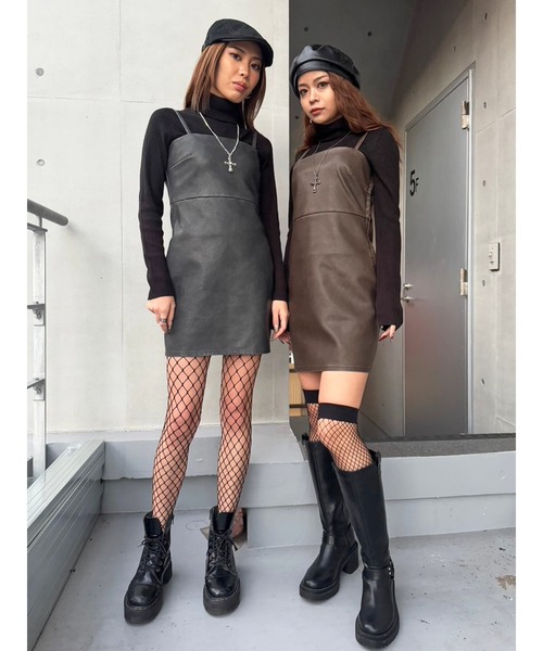 EGOIST（エゴイスト） ワンピース ヴィンテージレザーキャミワンピース