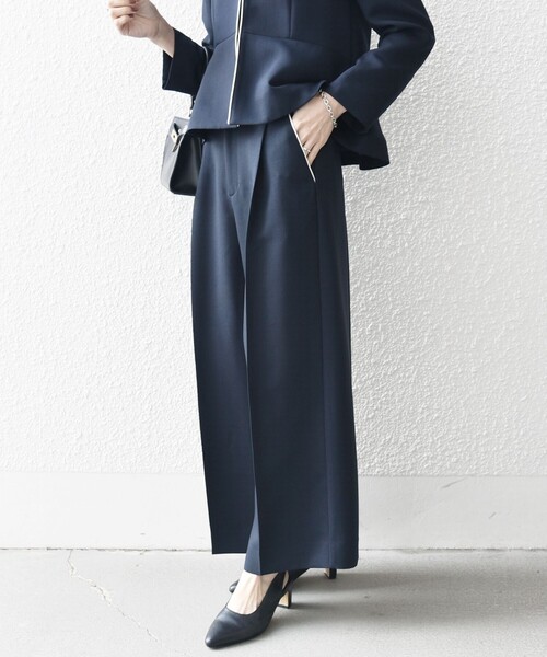 SHIPS any パンツ any:「洗濯機可能」ダブルクロス クロップド ワイド