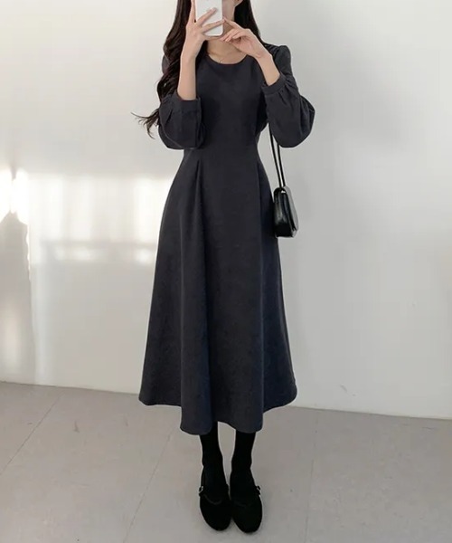 ECLIN（エクラン） ワンピース バックリボンAラインフレアワンピース