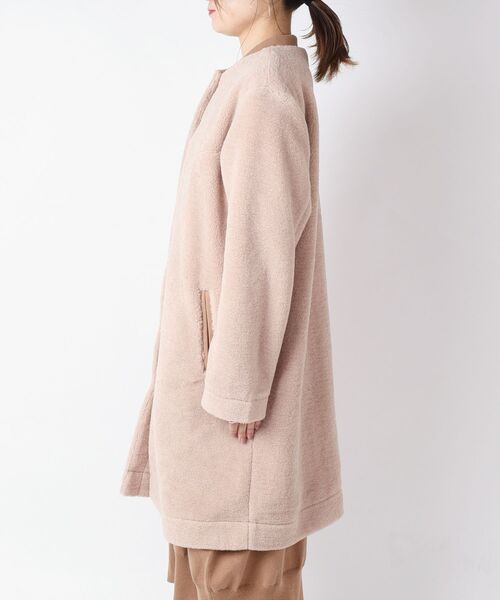 「liflattie ships」 ノーカラーコート MEDIUM ブラウン レディース_画像4