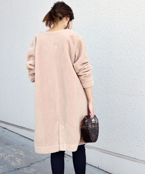 「liflattie ships」 ノーカラーコート MEDIUM ブラウン レディース_画像7