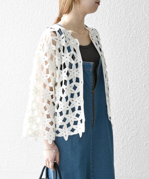 新品タグ付き / 現行✨ エムズグレイシー フラワーレース付きカーディガン 新品タグ付き / 現行✨ エムズグレイシー フラワーレース付き