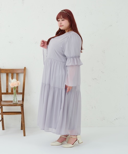 【mimiさん専用】Louiosy プレート付きティアードキャミワンピ Louiosy ワンピース 「大きいサイズ」プレート付きティアード