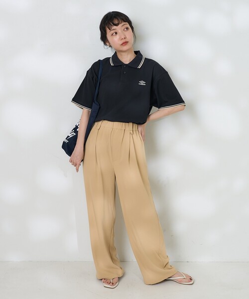 「PUBLUX」 「UMBRO」半袖ポロシャツ フリ- オフホワイト レディース FREAK'S STORE ポロシャツ ポロ UMBRO × STORE/アンブロ 別注