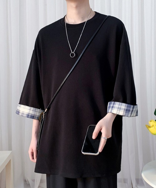 tシャツ Checker big tee レディース メンズ link lot tシャツ 袖チェックビッグTシャツ メンズ : ZOZOTOWN