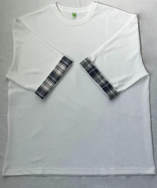 tシャツ Checker big tee レディース メンズ link lot tシャツ 袖チェックビッグTシャツ メンズ : ZOZOTOWN