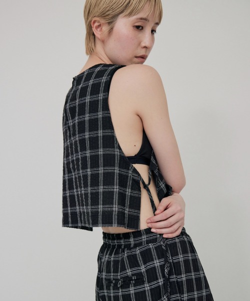 ブラウス シャツ Check Side Knot Tops レディース