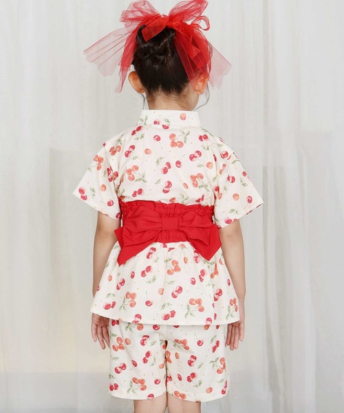 浴衣 「お揃い」モチーフ総柄甚平+作り帯セット(80~130cm) キッズ 子供 女の子 | SLAP SLIP | 12