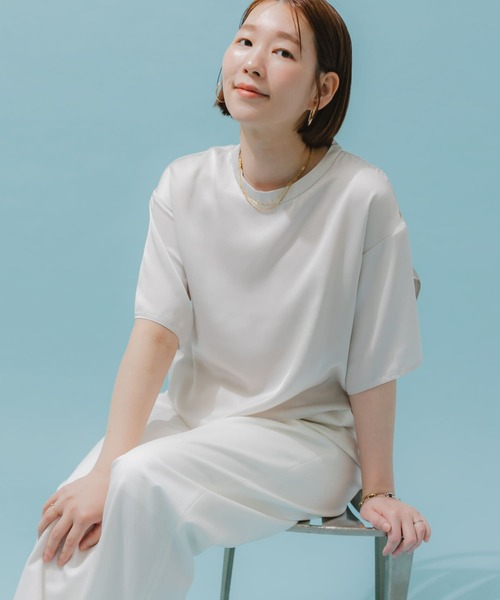LOHEN ベビーサテンTシャツブラウス　ホワイト 2024SS予約販売商品】ベビーサテンTシャツブラウス – LOHEN