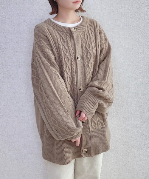 「INTER FACTORY」 ニットカーディガン FREE モカ レディース_画像2