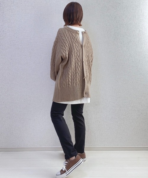 「INTER FACTORY」 ニットカーディガン FREE モカ レディース_画像5