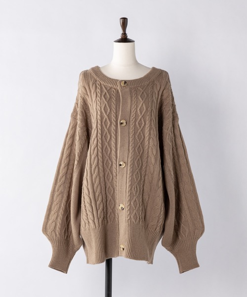 「INTER FACTORY」 ニットカーディガン FREE モカ レディース_画像9