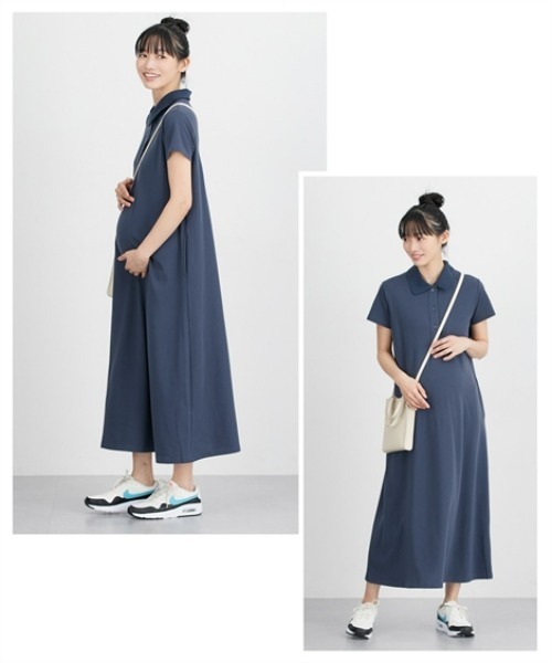 授乳ブラ マタニティ 「マタニティ」鹿の子半袖ポロワンピース