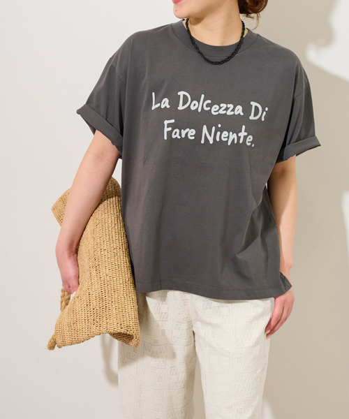 tシャツ コットンペイントロゴTEE レディース