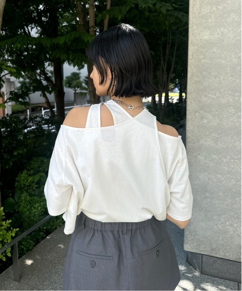 Ameri（アメリ） tシャツ MEDI ASYMMETRY LAYERED TOP レディース