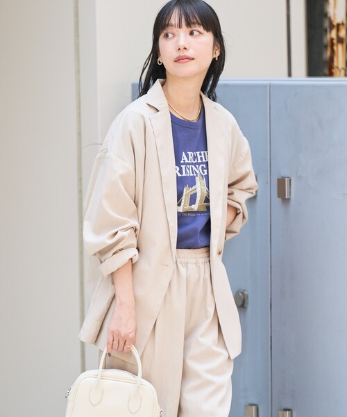 【ベージュ】【セットアップ対応】接触冷感&amp;4WAYストレッチ ナイロン イージージャケット ADAM ET ROPE'（アダムエロペ） ジャケット テーラードジャケット 4WAY