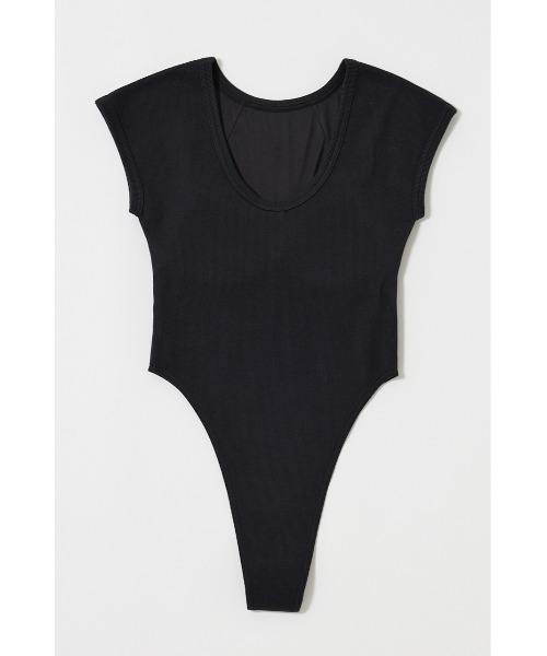 determ;/長袖カットソー/ボディスーツ/2/レーヨン/ブラック/dt050612 Collagen Back Ribbon Bodysuit – determ;