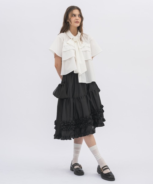 スカート asymmetry frill 2way ribbon skirt / 「リボン取外し可能