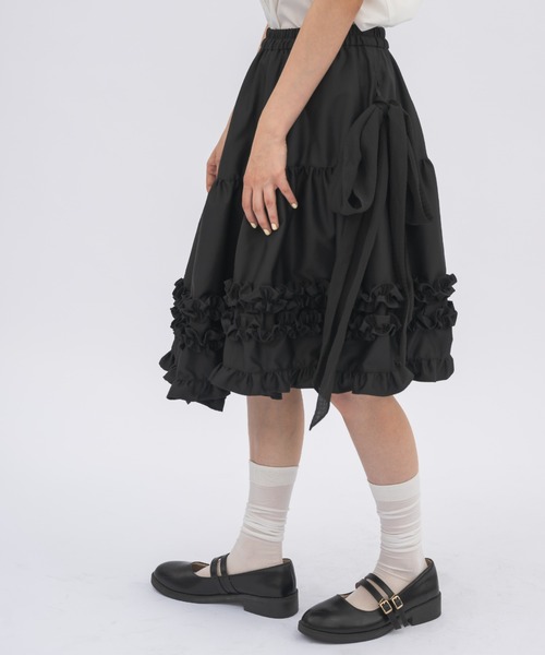 スカート asymmetry frill 2way ribbon skirt / 「リボン取外し可能